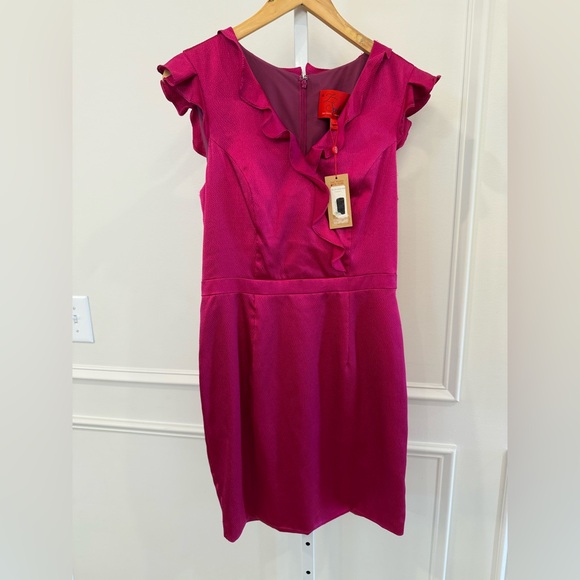 Zac Posen Pink Sheath Mini Dress with Flutter Sleeves - Picture 1 of 5